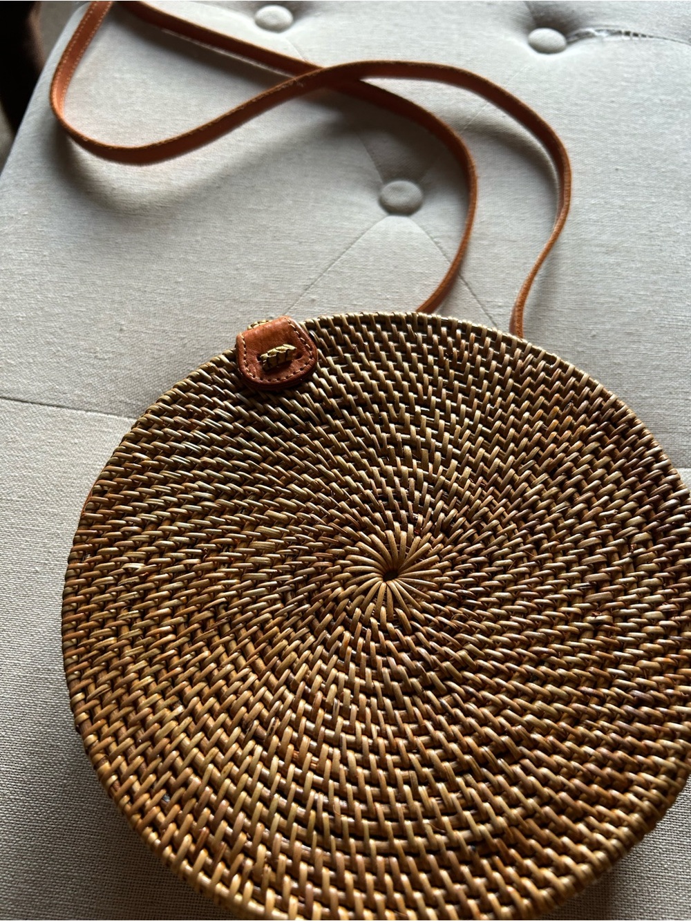 Source Unknown Woven Round Crossbody Bag - Brown Tan